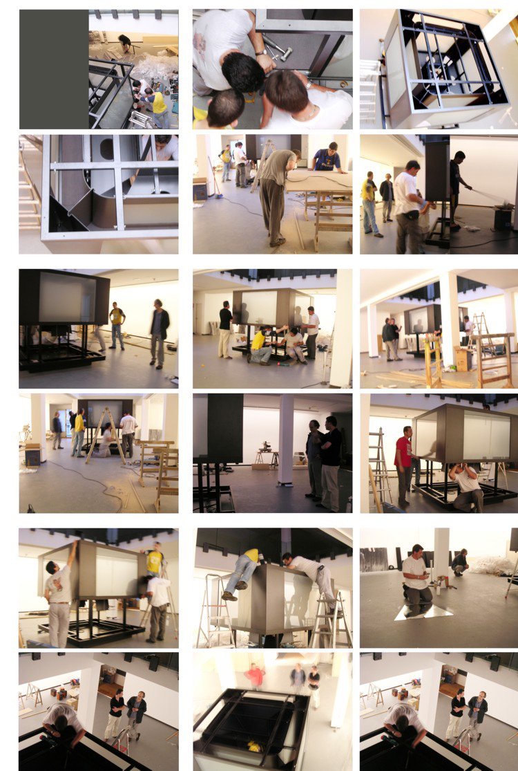 procesos  montaje expositivo opyoum videoescultura tesseract expanded cinema alfredo colunga taller de investigacion audiovisul manava en galeria vertice registro artistico fotografia y dise&ntilde;o web bego&ntilde;a mu&ntilde;oz all rights reserved